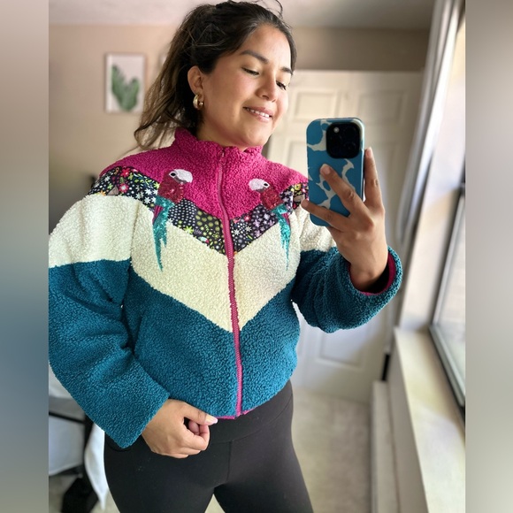 Disney Encanto faux Shearling Teddy colorful zip up jacket kids size 13 - Picture 3 of 17